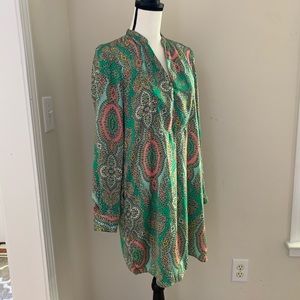 CUTE ZARA Paisley Printed Green Silky Dress a Sz S